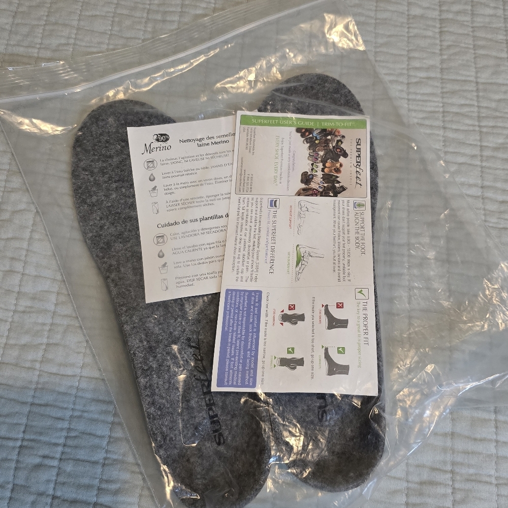 Superfeet Merino Wool Premium Trim To Fit Comfort Foot Support Insoles SOLD